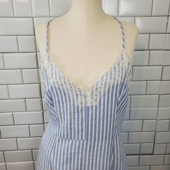 LUSH | BOUTIQUE IVY & LEO STRIPED LACE SUNDRESS SLIP DRESS WOMEN'S LARGE NWT - Picture 5 of 17